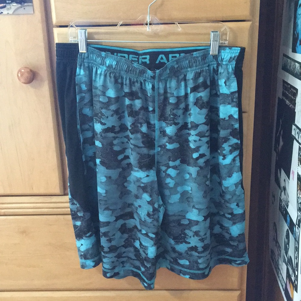 Camo Blue Under Armor Basketball Shorts